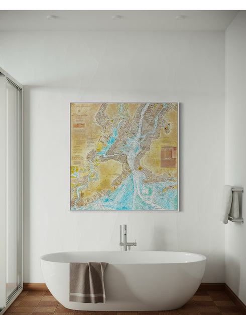 New York Harbor Nautical Chart | Framed Giclee Print on Canvas
